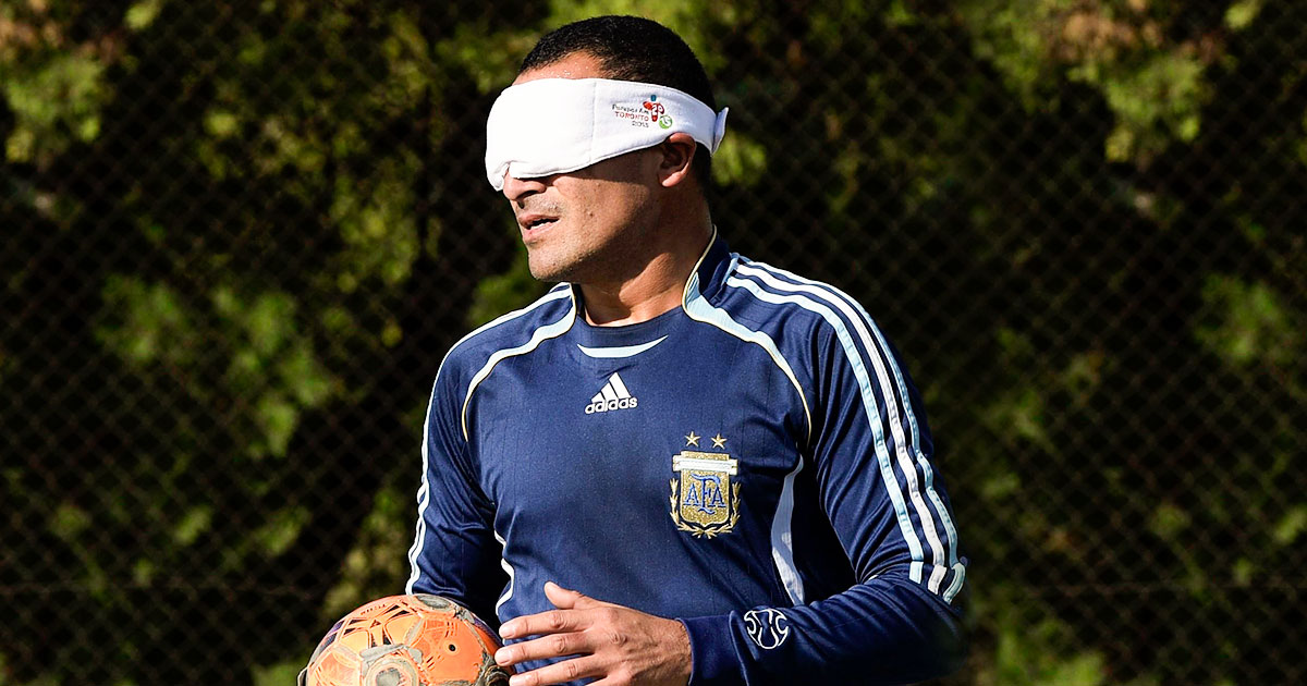 Silvio Velo en un entrenamiento de la selección argentina de fútbol 5