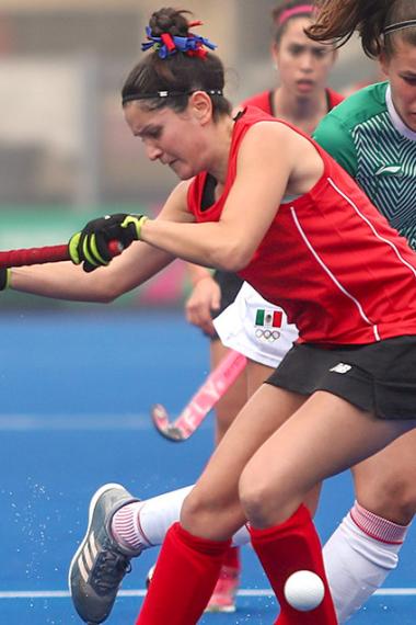Fernanda Oviedo de México durante partido de Hockey ante a equipo peruano en la Sede de Villa María del Triunfo, en Lima 2019