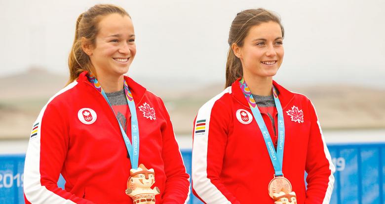 Anne Lovoieparent and Rowen Hardykavanagh, bronze medalists in canoe sprint event
