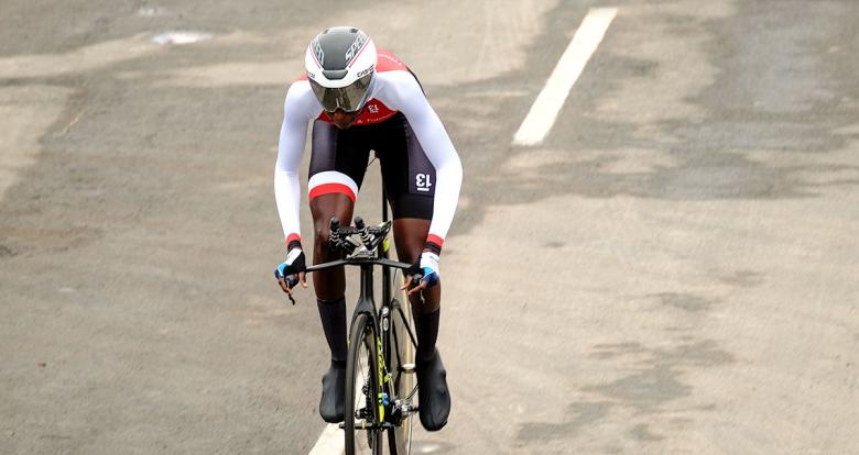 Teniel Campbell finished in second place in the Lima 2019 time trial event at Costa Verde San Miguel