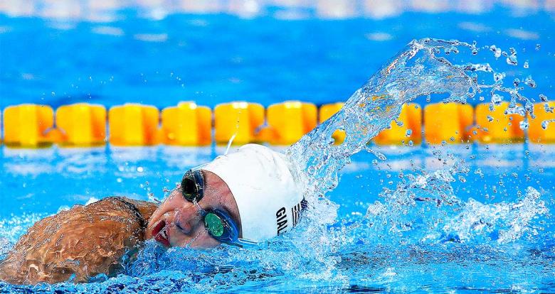 American Alyssa Gialamas competes in the women’s 200m freestyle S5 Para swimming event at Lima 2019 at the National Sports Village – VIDENA.