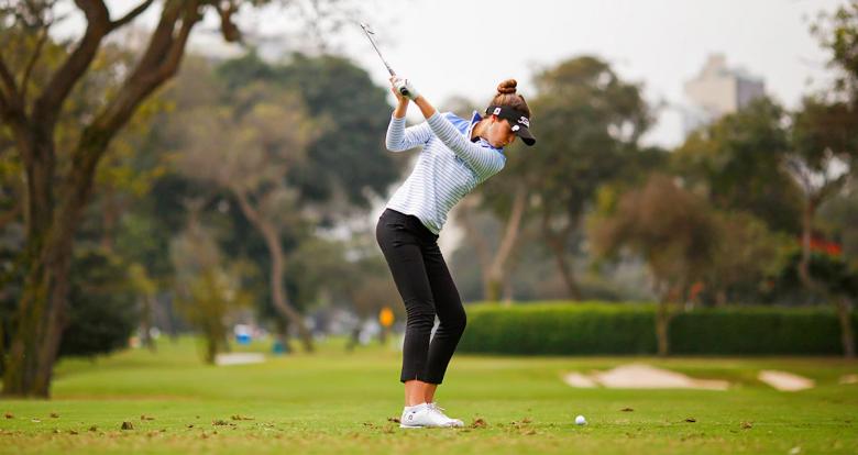 Jimena Garcia from Uruguay competes in Lima 2019 Games golf match held at the Lima Golf Club.