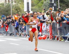 Gladys Tejeda durante la Maratón de Los Juegos Panamericanos Lima 2019.  