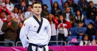 Hugo del Castillo in position for the Taekwondo competition