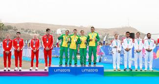 Canadians Charles Paquet, Alexis Lepage, Hannah Rose Henry and Desirae Ridenour; Brazilians Willy Kaue, Manoel Messias, Lusia Baptista and Vittoria Lopes and Mexicans Irving Adrian Perez Pinedo, Crisanto Grajales, Cecilia Gabriel Perez and Claudia Rivas Vega win triathlon competition 
