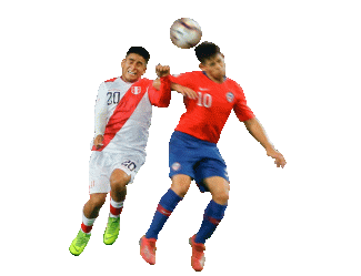 Peruvian football player facing off Chilean footballer