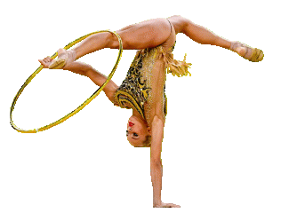 Gymnast demonstrates her skills using the hoop during a performance on the road to Lima 2019