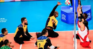  Wescley Conceicao (Brazil) hitting the ball as Brazil faces off Peru at Callao Regional Sports Village at the Lima 2019 Parapan American Games
