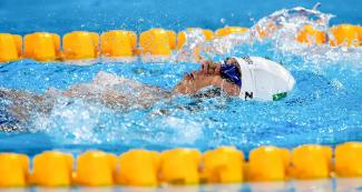 Marcos Zarate de México compite en Para natación 200 m estilo libre S3 en Lima 2019 en la Villa Deportiva Nacional – VIDENA.