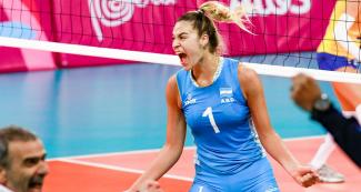 Elina Rodríguez scored ten points in the Lima 2019 volleyball match held at the Callao Regional Sports Village where Argentina won against Brazil