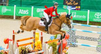 USA’s Eve Jobs jumps in equestrian competition at the Lima 2019 Pan American Games