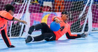 Mexican Vicente Trejo in goalball match against Brazil at the Callao Regional Sports Village