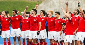 Selección chilena de hockey vitorea tras enfrentamiento con USA en el Complejo Deportivo Villa María del Triunfo, en los Juegos Lima 2019