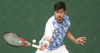 Argentina’s Guillermo Osorio in men’s doubles frontenis match against Chile, held at the Villa María del Triunfo Sports Center at the Lima 2019 the Games