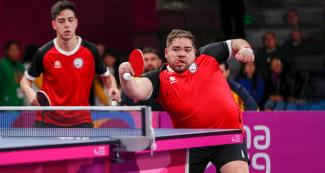 Manuel Echevaguren and Gustavo Castro from Chile during Lima 2019 Para table tennis competition at the National Sports Village - VIDENA