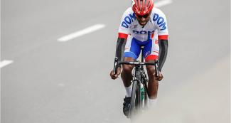Dominican José Rodríguez competing in the Para cycling road men’s C1-5 time trial final at Costa Verde, San Miguel