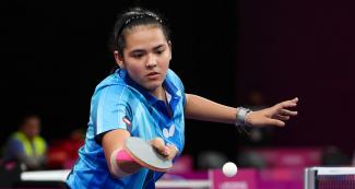 Adriana Diaz from Puerto Rico vs. Yue Wu from the USA at the Lima 2019 women’s table tennis final held at the National Sports Village – VIDENA.