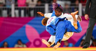 Combate entre Estefania Soriano de República Dominicana y Vanessa Godinez de Cuba por el oro en judo mujeres -48 kg en Lima 2019 en la Vilal Deportiva Nacional – VIDENA.