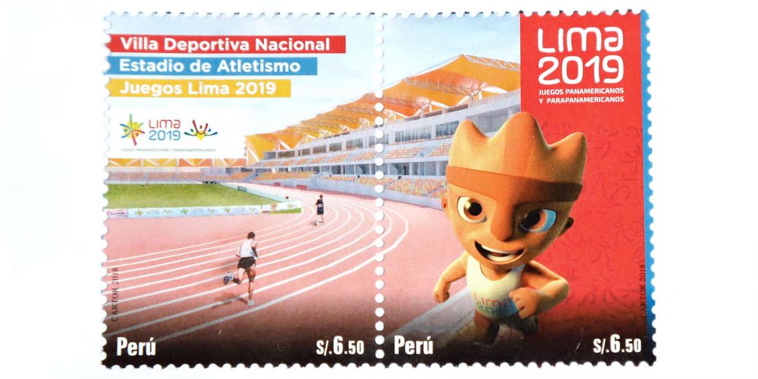 Imagen de las dos estampillas que forman el sello postal oficial de los Juegos Panamericanos y Parapanamericanos Lima 2019
