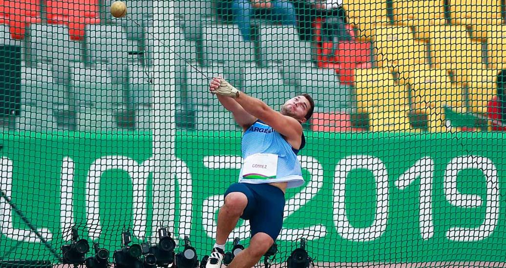 Argentinian Joaquin Gomez during the Lima 2019 hammer final at the National Sports Village - VIDENA