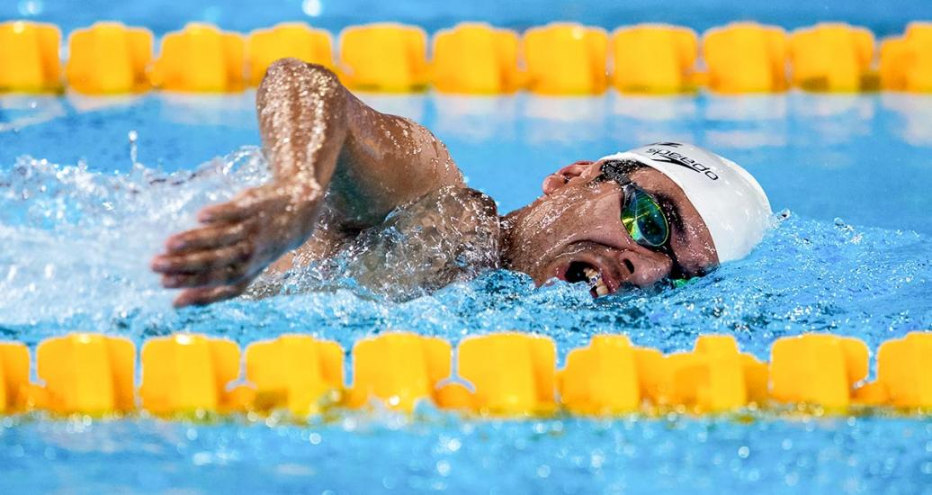 Para swimmer Diego Lopez from Mexico competes in the Lima 2019 200-m freestyle S3 event the National Sports Village - VIDENA