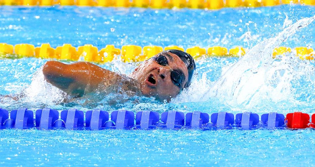 Cristobal Rincon de Colombia compite en Para natación 50 m libre en la Villa Deportiva Nacional – VIDENA en Lima 2019.