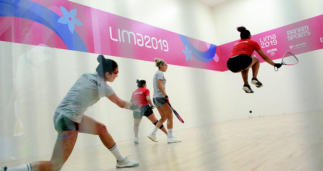 Lima 2019 women’s racquetball semifinals between Argentina and Bolivia at the Callao Regional Sports Village