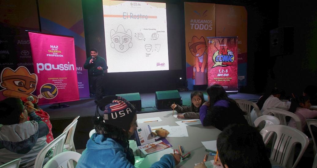 Niños aprenden a dibujar a Milco en evento infantil del Culturaymi el 25 de agosto en Lima 2019