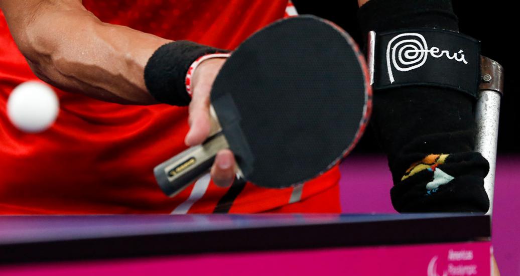 Peruvian Guillermo Yañez ready to hit the ball in Para table tennis at the National Sports Village - VIDENA at Lima 2019.