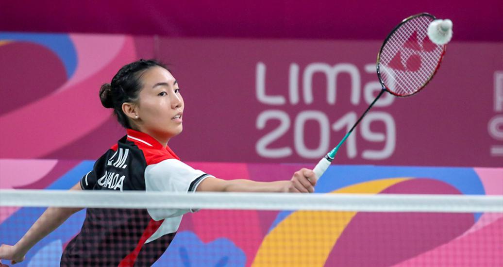 Canadian Michelle Li faces the US team in the badminton competition held at the National Sports Village – VIDENA at the Lima 2019 Pan American Games