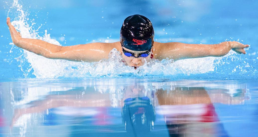 Laura Gonzalez de Colombia compite en Para natación 200 m combinado femenino SM8 en Lima 2019 en la Villa Deportiva Nacional – VIDENA