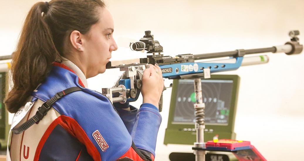 McKenna Dahl from USA picked up gold in the Lima 2019 shooting Para sport 10m rifle final at Las Palmas