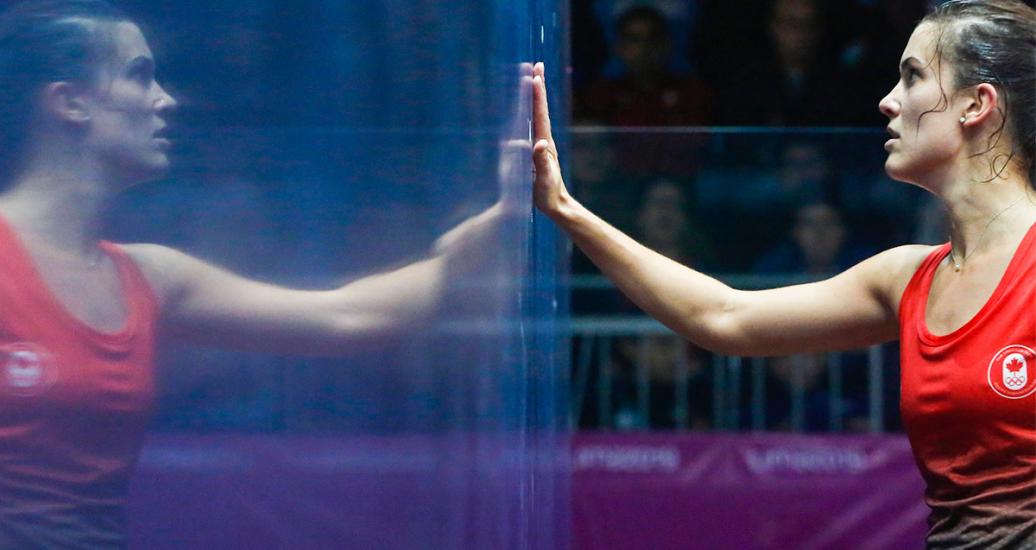 Samantha Cornett, se enfrentó a Olivia Blatchford de Estados Unidos en partido de squash en Juegos Lima 2019