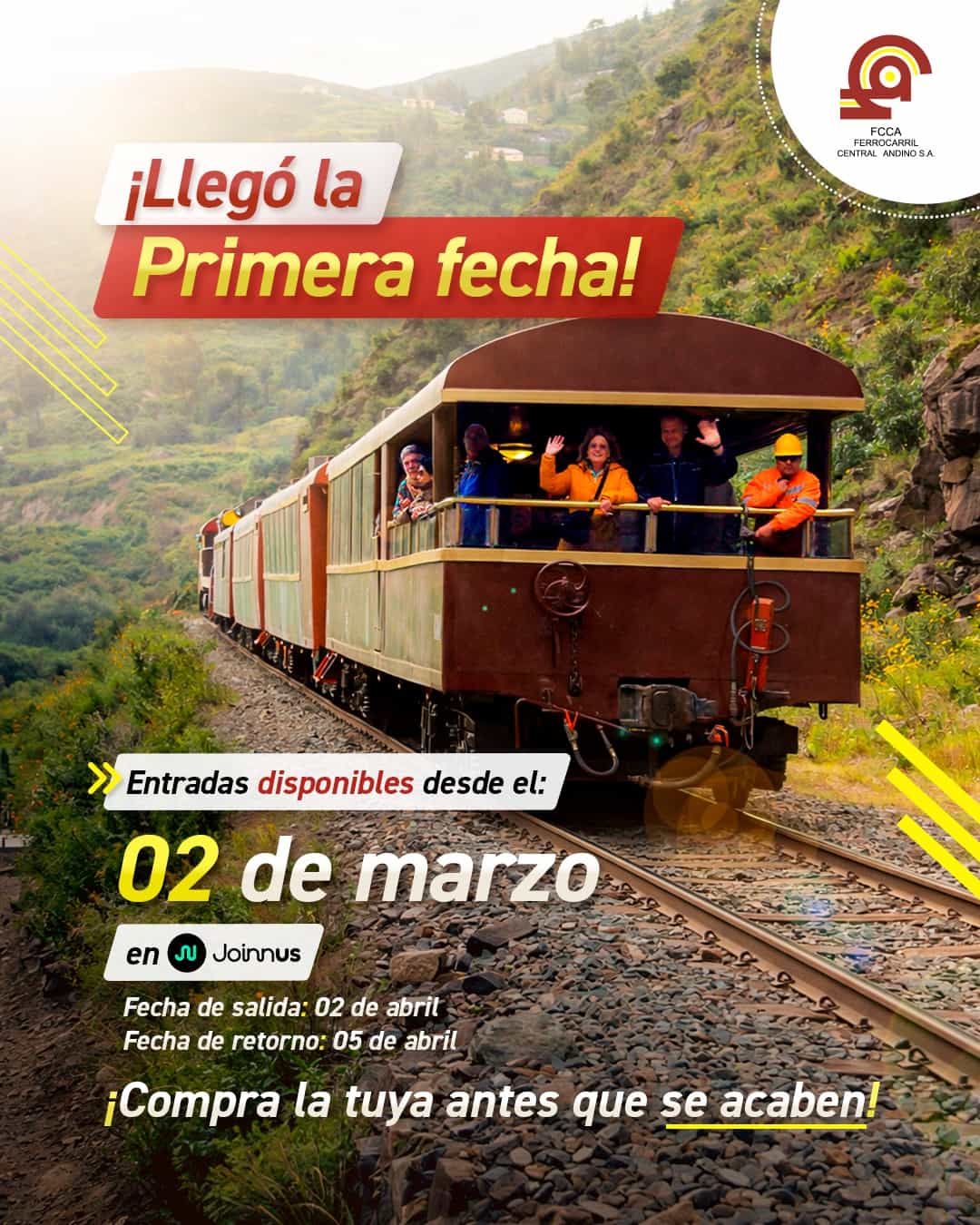 Ferrocarril Central Andino confirma su primera salida 2026